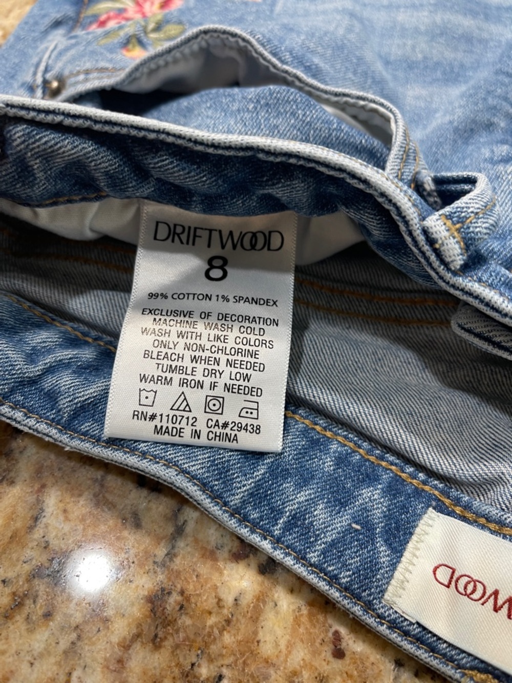DRIFTWOOD Blue Embroidered Floral Jean Shorts - Picture 4 of 5